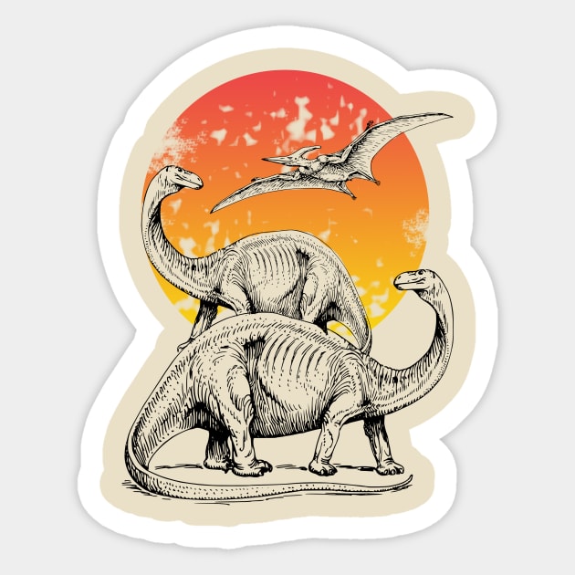 Dinosaurs at sunset Sticker by hardcore repertoire